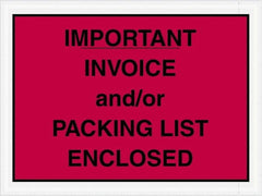 Value Collection - 1,000 Piece, 4-1/2" Long x 6" Wide, Packing List Envelope - Important Invoice and/or Packing List Enclosed, Red - Exact Tooling