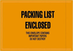 Value Collection - 1,000 Piece, 4-1/2" Long x 6" Wide, Packing List Envelope - Packing List Enclosed, Orange - Exact Tooling