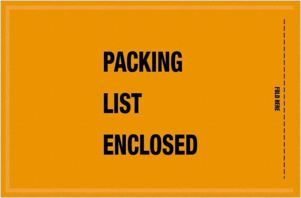 Value Collection - 1,000 Piece, 5-1/4" Long x 8" Wide, Packing List Envelope - Packing List Enclosed, Orange - Exact Tooling
