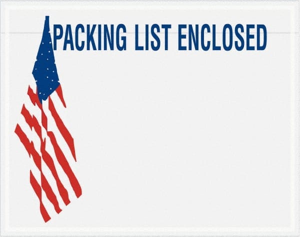 Value Collection - 1,000 Piece, 7" Long x 5-1/2" Wide, Packing List Envelope - Packing List Enclosed, Red, White & Blue - Exact Tooling