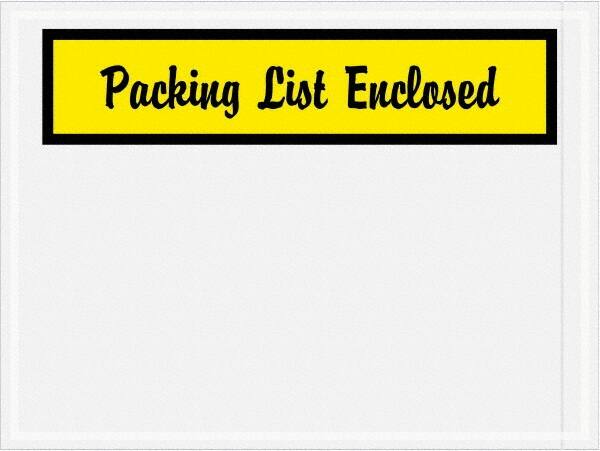 Value Collection - 1,000 Piece, 4-1/2" Long x 6" Wide, Packing List Envelope - Packing List Enclosed, Yellow - Exact Tooling
