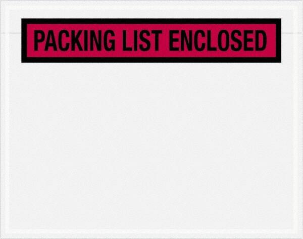 Value Collection - 1,000 Piece, 7" Long x 5-1/2" Wide, Packing List Envelope - Packing List Enclosed, Red - Exact Tooling