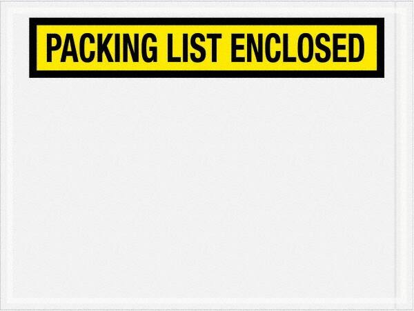 Value Collection - 1,000 Piece, 4-1/2" Long x 6" Wide, Packing List Envelope - Packing List Enclosed, Yellow - Exact Tooling