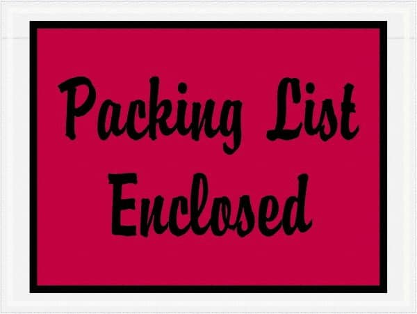 Value Collection - 1,000 Piece, 4-1/2" Long x 6" Wide, Packing List Envelope - Packing List Enclosed, Red - Exact Tooling