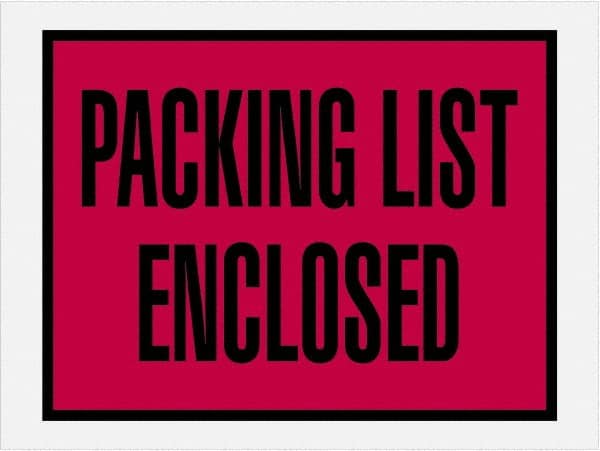 Value Collection - 1,000 Piece, 4-1/2" Long x 6" Wide, Packing List Envelope - Packing List Enclosed, Red - Exact Tooling