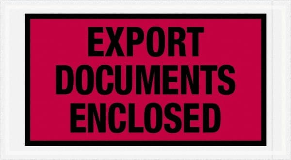 Value Collection - 1,000 Piece, 5-1/2" Long x 10" Wide, Packing List Envelope - Export Documents Enclosed, Red - Exact Tooling
