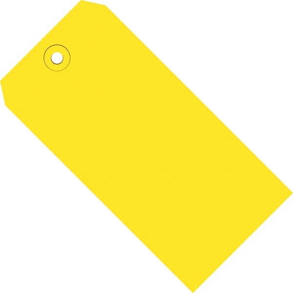 Made in USA - 3-3/4" High x 1-7/8" Long, Safety & Facility Blank Tag - Yellow Cardstock - Exact Tooling