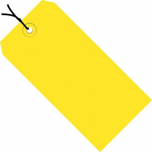 Made in USA - 5-3/4" High x 2-7/8" Long, Safety & Facility Blank Tag - Yellow Cardstock - Exact Tooling