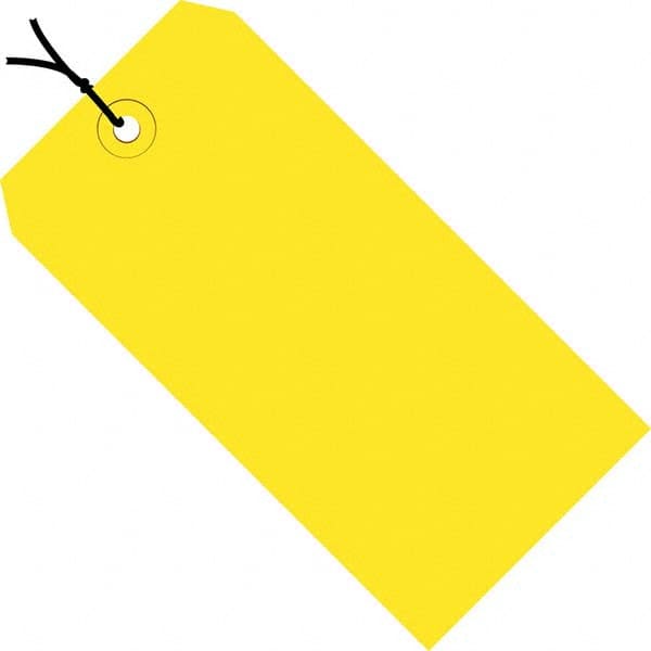 Made in USA - 3-1/4" High x 1-5/8" Long, Safety & Facility Blank Tag - Yellow Cardstock - Exact Tooling