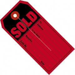 Made in USA - 4-3/4" High x 2-3/8" Long, Inventory, English Safety & Facility Numbered Tag - Red & Black Cardstock - Exact Tooling