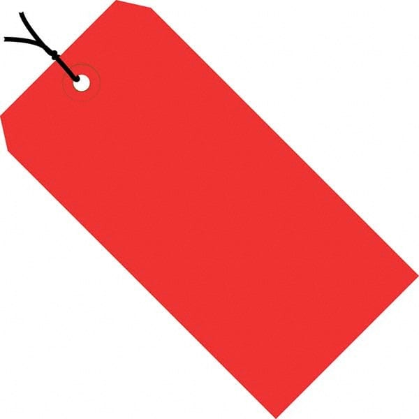 Made in USA - 5-3/4" High x 2-7/8" Long, Safety & Facility Blank Tag - Red Cardstock - Exact Tooling