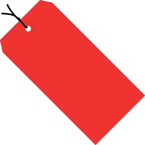 Made in USA - 3-3/4" High x 1-7/8" Long, Safety & Facility Blank Tag - Red Cardstock - Exact Tooling