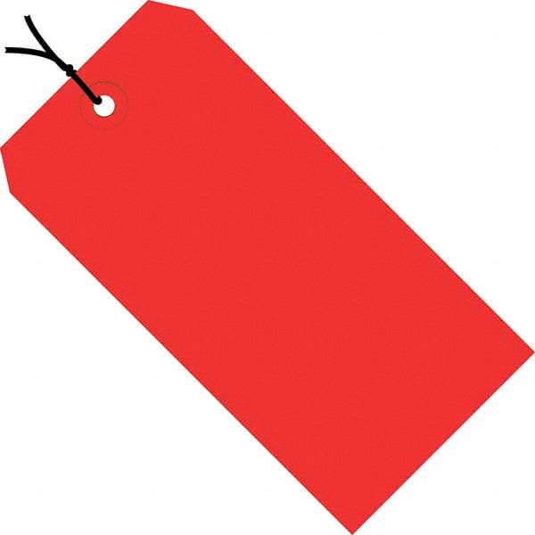 Made in USA - 2-3/4" High x 1-3/8" Long, Safety & Facility Blank Tag - Red Cardstock - Exact Tooling