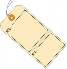 Made in USA - 4-3/4" High x 2-3/8" Long, Numbered, English Safety & Facility Retail Tag - Manila Cardstock - Exact Tooling