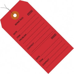 Made in USA - 4-3/4" High x 2-3/8" Long, Repair, English Safety & Facility Inspection Tag - Red Cardstock - Exact Tooling