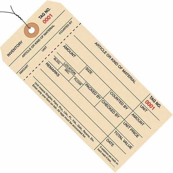 Made in USA - 6-1/4" High x 3-1/8" Long, Inventory, English Safety & Facility Numbered Tag - Manila Cardstock - Exact Tooling
