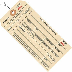 Made in USA - 6-1/4" High x 3-1/8" Long, Inventory, English Safety & Facility Numbered Tag - Manila Cardstock - Exact Tooling