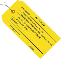 Made in USA - 4-3/4" High x 2-3/8" Long, ACCEPTED, English Safety & Facility Inspection Tag - Yellow Cardstock - Exact Tooling