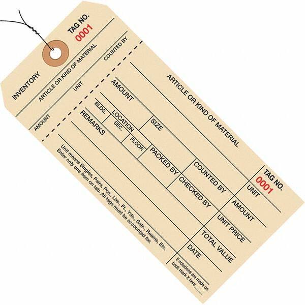 Made in USA - 6-1/4" High x 3-1/8" Long, Inventory, English Safety & Facility Numbered Tag - Manila Cardstock - Exact Tooling