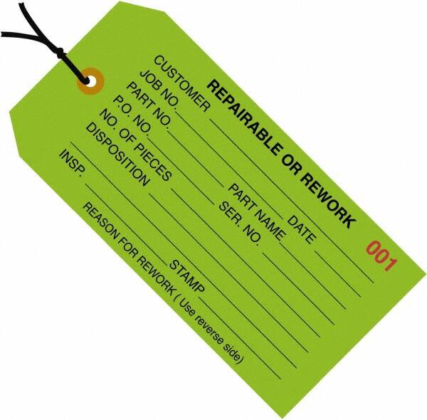 Made in USA - 4-3/4" High x 2-3/8" Long, Safety & Facility Blank Tag - Green Cardstock - Exact Tooling