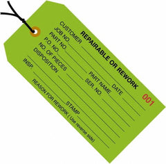 Made in USA - 4-3/4" High x 2-3/8" Long, Safety & Facility Blank Tag - Green Cardstock - Exact Tooling