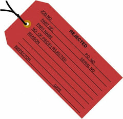 Made in USA - 4-3/4" High x 2-3/8" Long, Safety & Facility Blank Tag - Red Cardstock - Exact Tooling