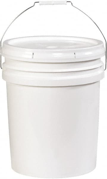 Made in USA - 5 Gal White Cylinder Metal Pail - 13-3/8" High - Exact Tooling