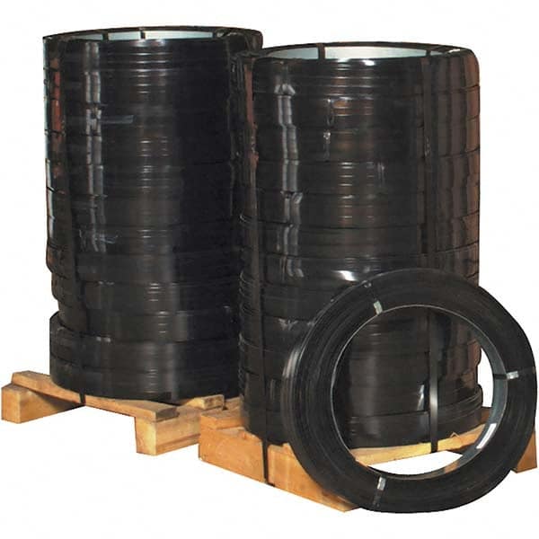 Made in USA - 760' Long x 1-1/4" Wide, Ribbon Wound Coil Steel Strapping - 5,500 Lb Capacity, 0.031" Thick - Exact Tooling