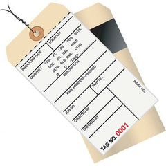 Made in USA - 6-1/4" High x 3-1/8" Long, Inventory, English Safety & Facility Numbered Tag - White & Manila Cardstock - Exact Tooling