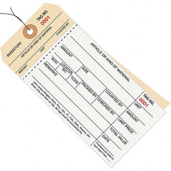 Made in USA - 6-1/4" High x 3-1/8" Long, Inventory, English Safety & Facility Numbered Tag - White & Manila Cardstock - Exact Tooling