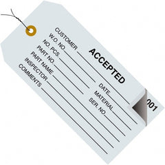 Made in USA - 4-3/4" High x 2-3/8" Long, Inventory, English Safety & Facility Numbered Tag - Blue Cardstock - Exact Tooling