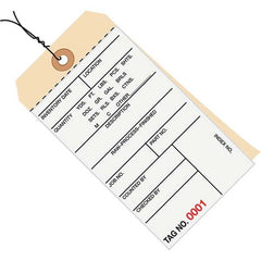 Made in USA - 6-1/4" High x 3-1/8" Long, Inventory, English Safety & Facility Numbered Tag - White & Manila Cardstock - Exact Tooling
