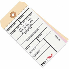 Made in USA - 6-1/4" High x 3-1/8" Long, Inventory, English Safety & Facility Numbered Tag - White & Manila Cardstock - Exact Tooling
