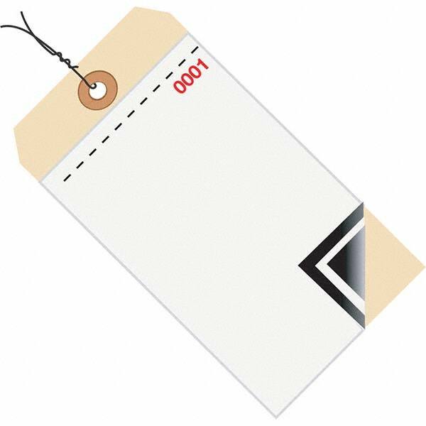 Made in USA - 6-1/4" High x 3-1/8" Long, Inventory, English Safety & Facility Numbered Tag - White & Manila Cardstock - Exact Tooling