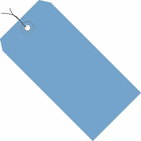 Made in USA - 3-3/4" High x 1-7/8" Long, Safety & Facility Blank Tag - Dark Blue Cardstock - Exact Tooling