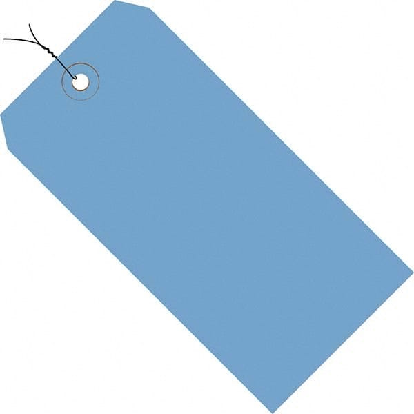 Made in USA - 6-1/4" High x 3-1/8" Long, Safety & Facility Blank Tag - Dark Blue Cardstock - Exact Tooling