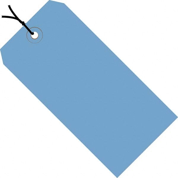 Made in USA - 2-3/4" High x 1-3/8" Long, Safety & Facility Blank Tag - Dark Blue Cardstock - Exact Tooling