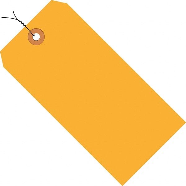 Made in USA - 3-1/4" High x 1-5/8" Long, Safety & Facility Blank Tag - Fluorescent Orange Cardstock - Exact Tooling