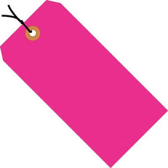 Made in USA - 2-3/4" High x 1-3/8" Long, Safety & Facility Blank Tag - Fluorescent Pink Cardstock - Exact Tooling