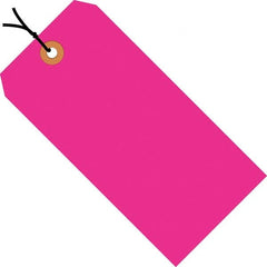 Made in USA - 4-1/4" High x 2-1/8" Long, Safety & Facility Blank Tag - Fluorescent Pink Cardstock - Exact Tooling