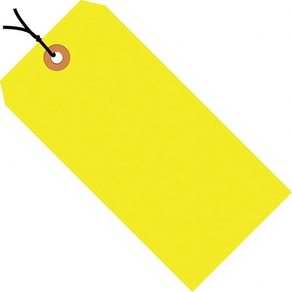 Made in USA - 4-3/4" High x 2-3/8" Long, Safety & Facility Blank Tag - Fluorescent Yellow Cardstock - Exact Tooling