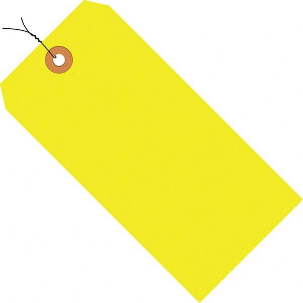 Made in USA - 4-1/4" High x 2-1/8" Long, Safety & Facility Blank Tag - Fluorescent Yellow Cardstock - Exact Tooling