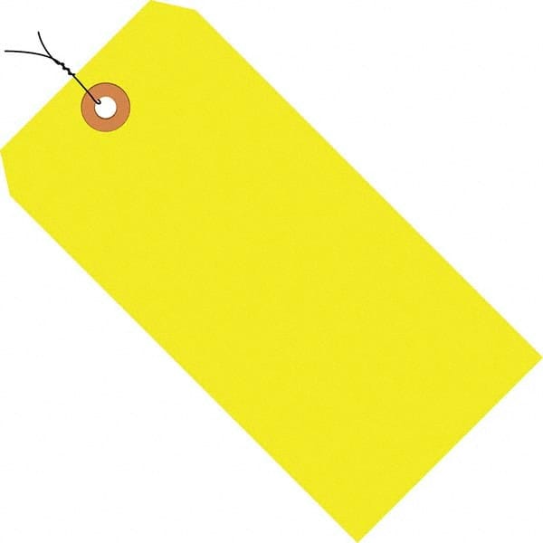 Made in USA - 5-1/4" High x 2-5/8" Long, Safety & Facility Blank Tag - Fluorescent Yellow Cardstock - Exact Tooling