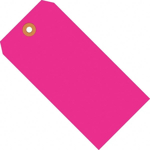 Made in USA - 3-3/4" High x 1-7/8" Long, Safety & Facility Blank Tag - Fluorescent Pink Cardstock - Exact Tooling