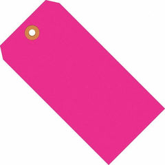 Made in USA - 5-1/4" High x 2-5/8" Long, Safety & Facility Blank Tag - Fluorescent Pink Cardstock - Exact Tooling