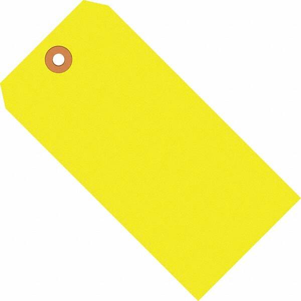 Made in USA - 3-3/4" High x 1-7/8" Long, Safety & Facility Blank Tag - Fluorescent Yellow Cardstock - Exact Tooling