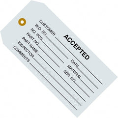 Made in USA - 4-3/4" High x 2-3/8" Long, ACCEPTED, English Safety & Facility Inspection Tag - Blue Cardstock - Exact Tooling