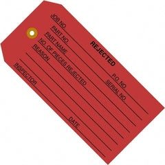 Made in USA - 4-3/4" High x 2-3/8" Long, REJECTED, English Safety & Facility Inspection Tag - Red Cardstock - Exact Tooling