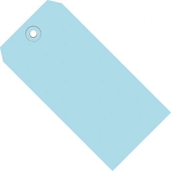 Made in USA - 2-3/4" High x 1-3/8" Long, Safety & Facility Blank Tag - Light Blue Cardstock - Exact Tooling