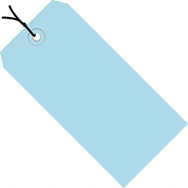 Made in USA - 4-3/4" High x 2-3/8" Long, Safety & Facility Blank Tag - Light Blue Cardstock - Exact Tooling